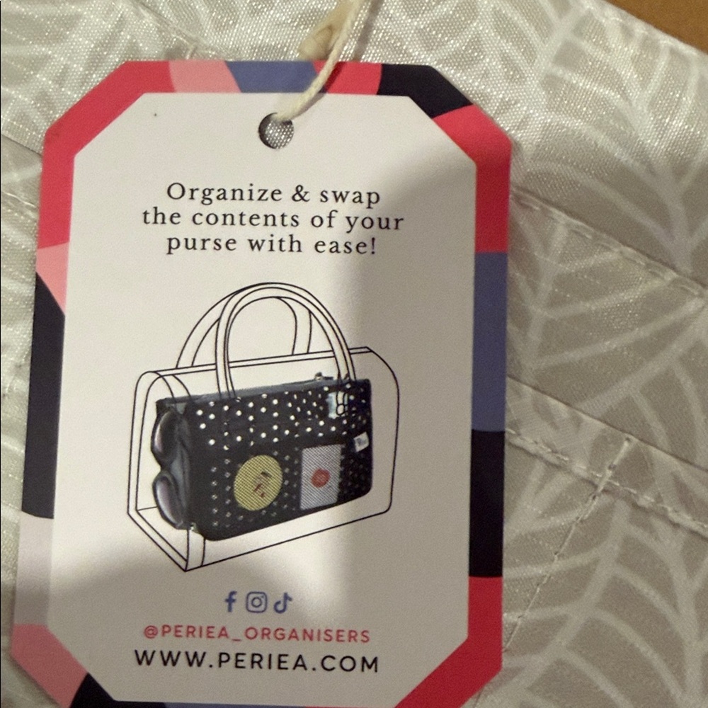 Periea set of 3 Purse Organizers Grey Leaves Brand New - Picture 3 of 7